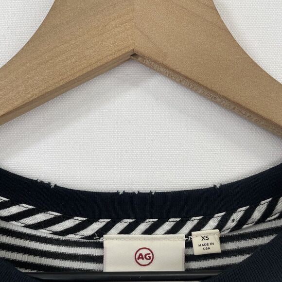 AG Adriano Goldschmied Top Womens XS Black Striped Comfy Casual Fitted Grunge - Picture 11 of 16